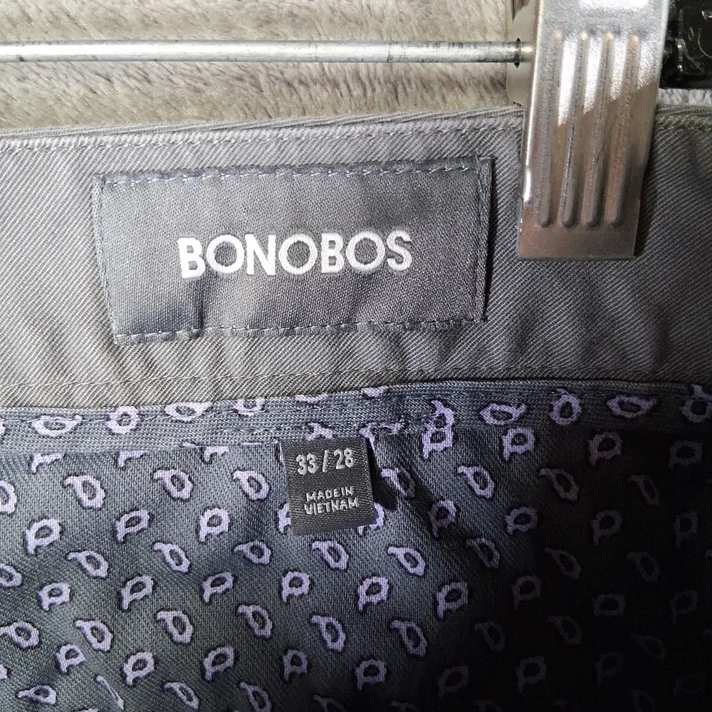 Bonobos Athletic Fit Pants Men Size 33x28 Gray Mid-Rise Straight Leg Flat Front